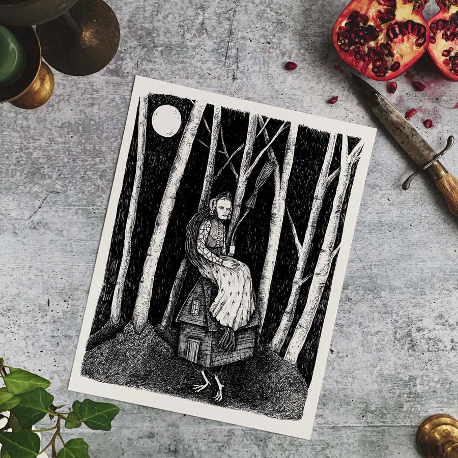 Baba Yaga in the Birch Forest Fine Art Print