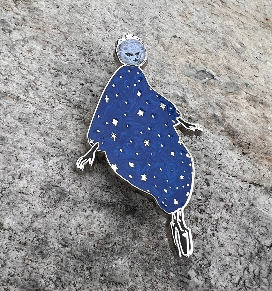 Miss Moon Cloisonné pin (pearl blue dress)