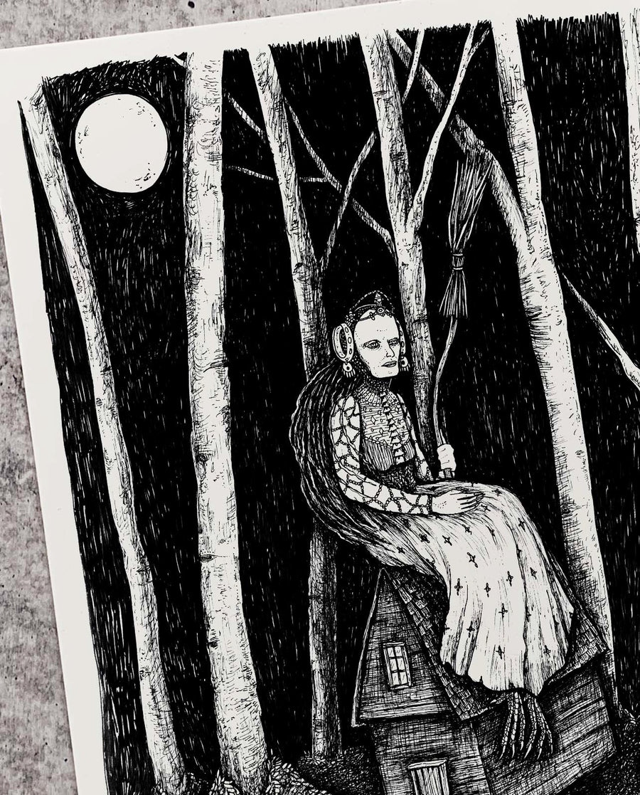Baba Yaga in the Birch Forest Fine Art Print